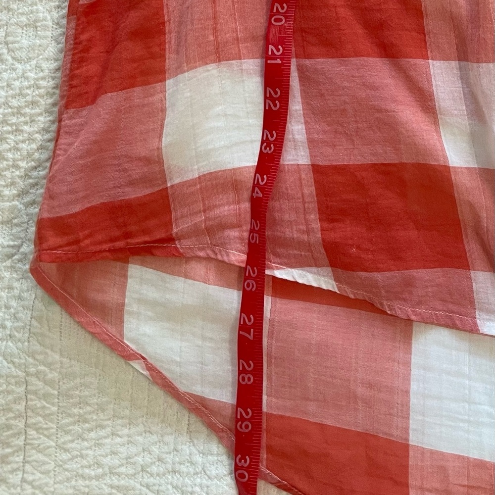 Lane Bryant Women’s button down orange and white plaid long sleeve blouse - Picture 6 of 6
